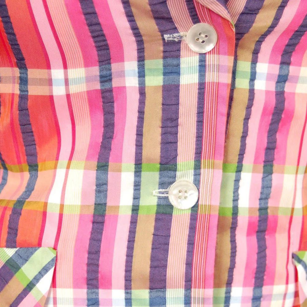 Vintage Womens Silk Seersucker Blazer T. Jones 1970S 34 Bust