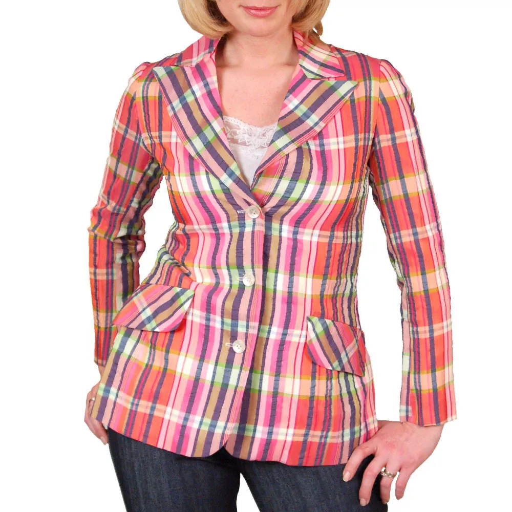 Vintage Womens Silk Seersucker Blazer T. Jones 1970S 34 Bust