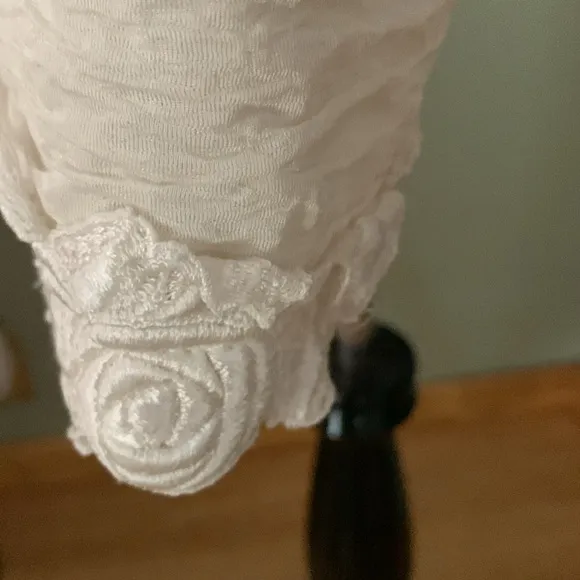 Vntg Cachet by Bari Protas Ivory Victorian crochet embroidered beaded Blazer 10