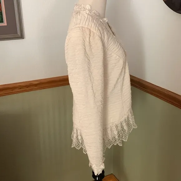 Vntg Cachet by Bari Protas Ivory Victorian crochet embroidered beaded Blazer 10