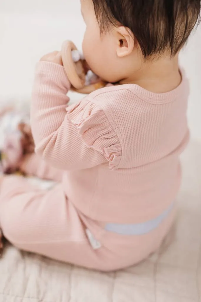 Waffle Baby Pants - Rose Smoke