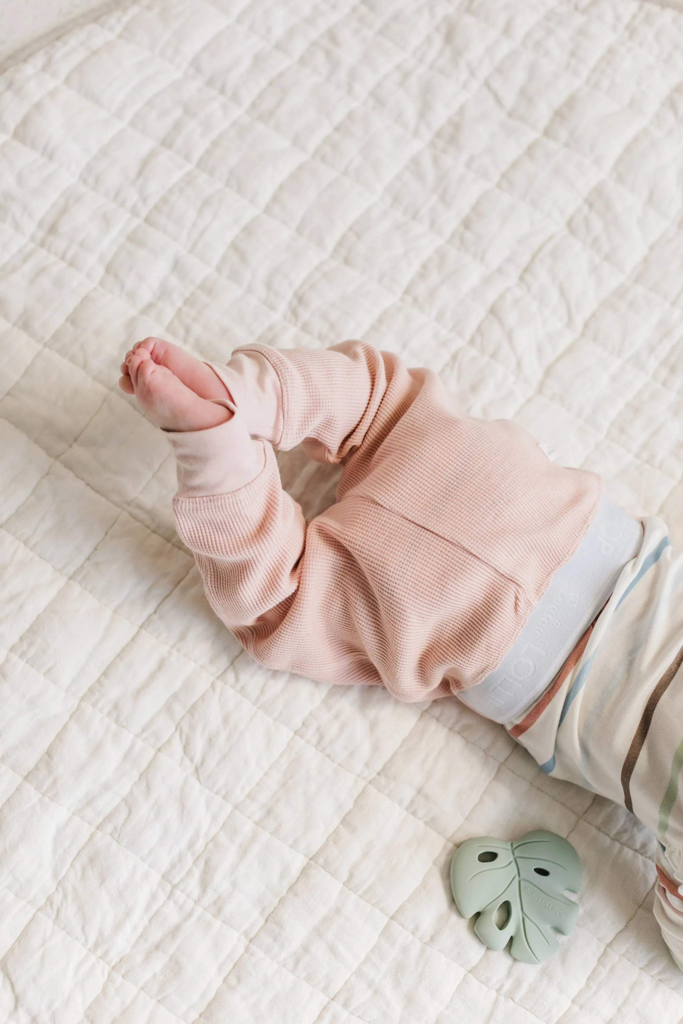 Waffle Baby Pants - Rose Smoke