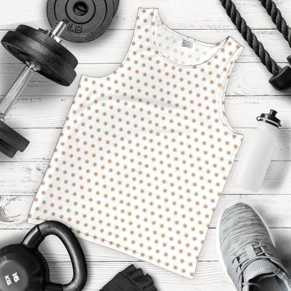 White and Rainbow Polka Dot - Tank