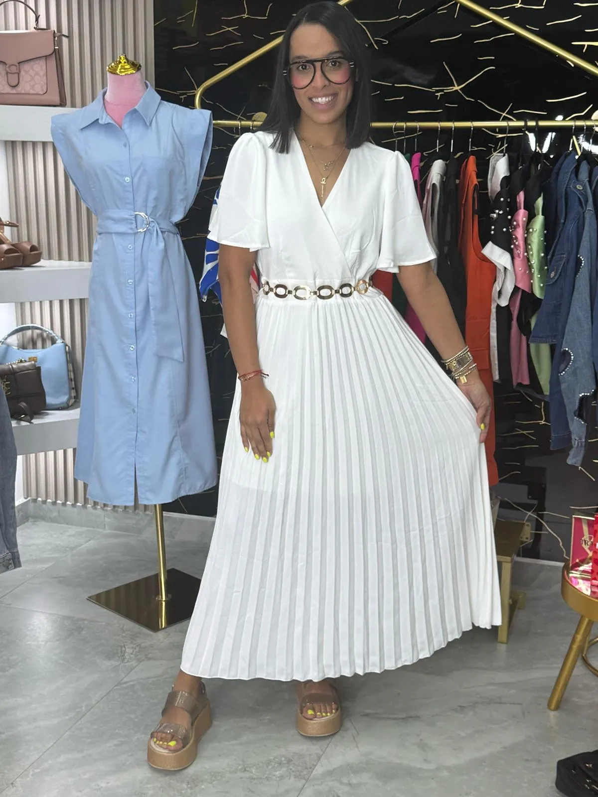 White Pleated  Dress