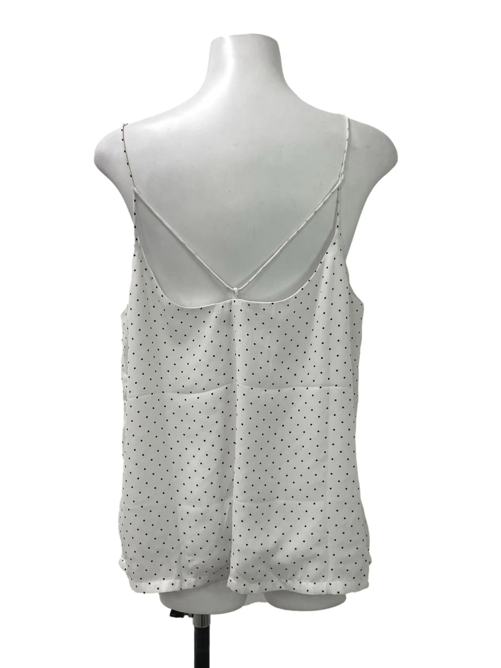 White Polka Dot V Neck Top TCL