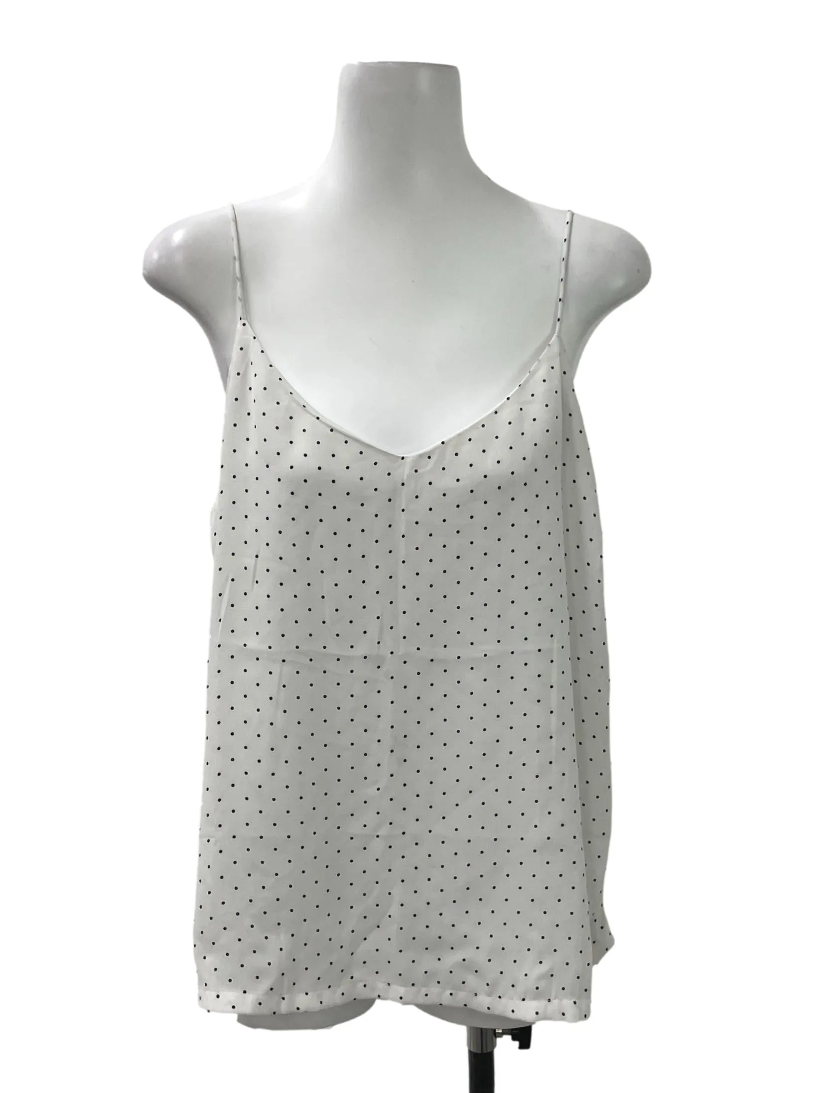 White Polka Dot V Neck Top TCL