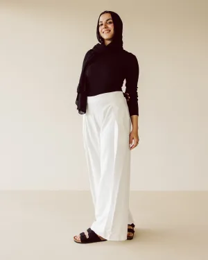 White wide leg pants