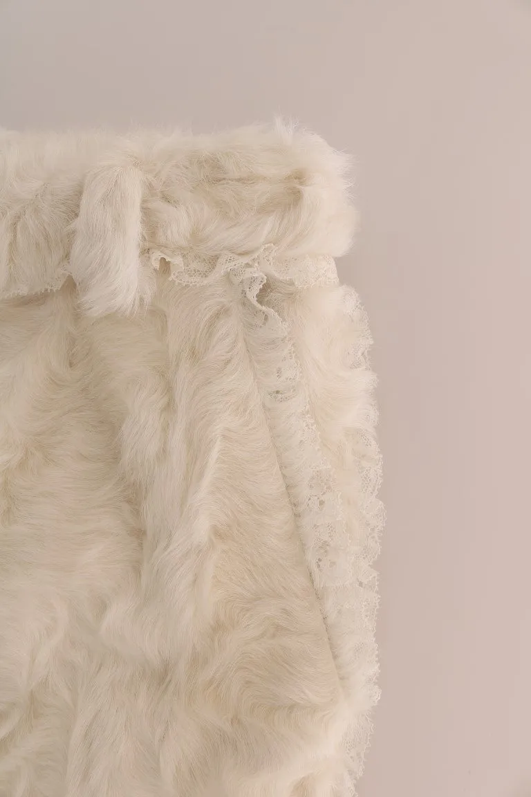 White Xiangao Lamb Fur Cropped Pants