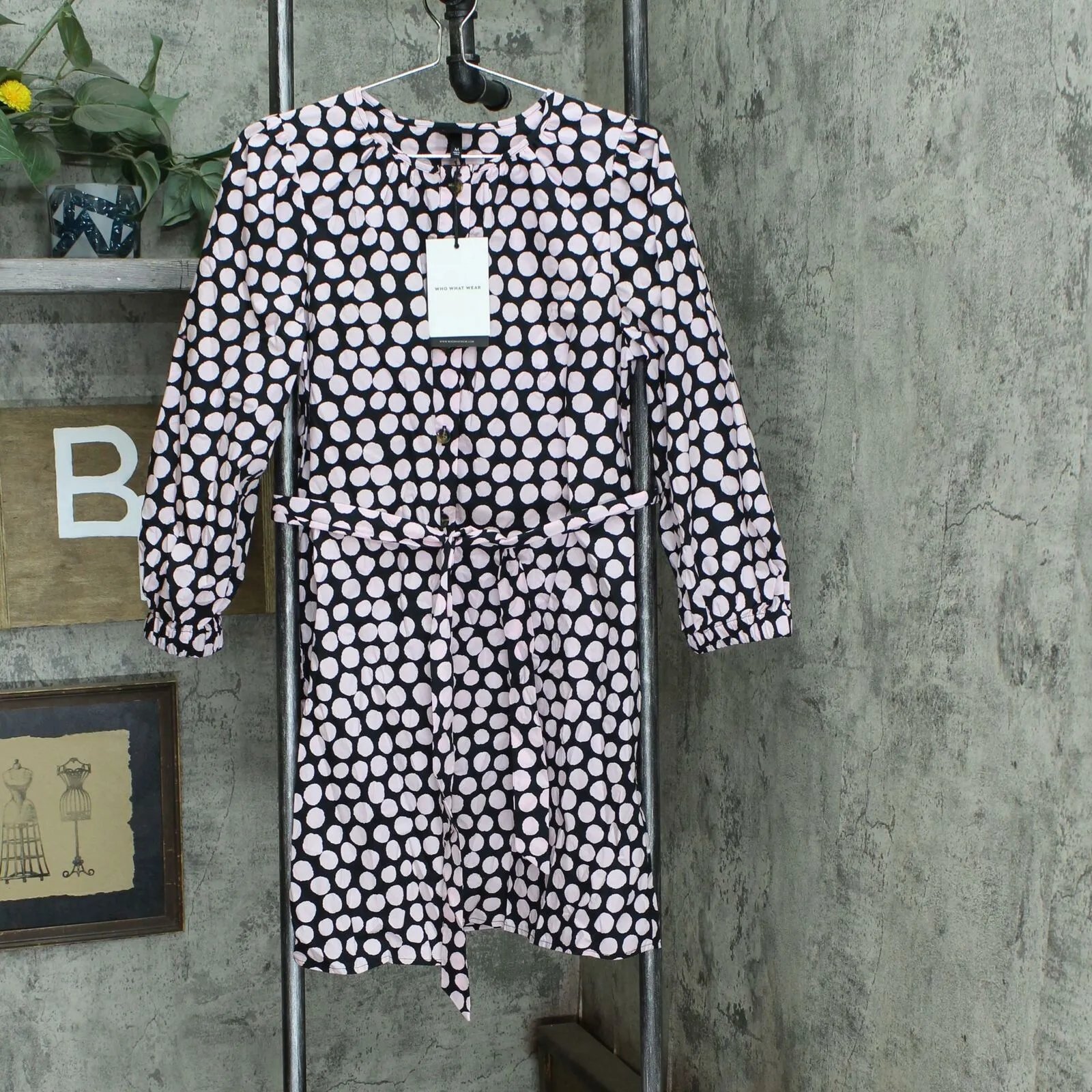 Who What Wear Women's Puff 3/4 Sleeve Shirt Dress