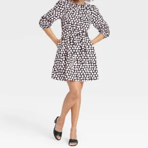 Who What Wear Women's Puff 3/4 Sleeve Shirt Dress