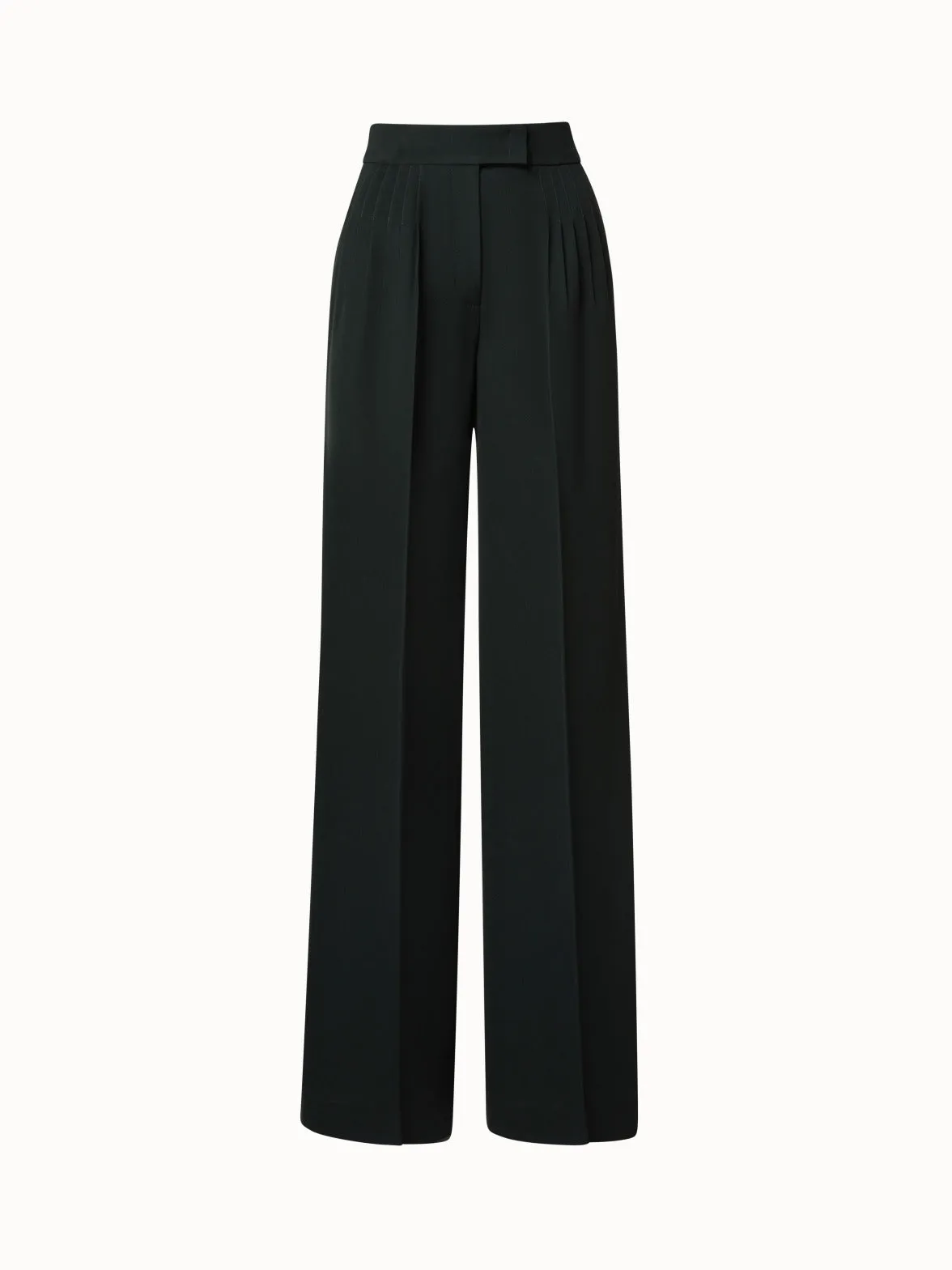 Wide Pleated Wool Gabardine Pants