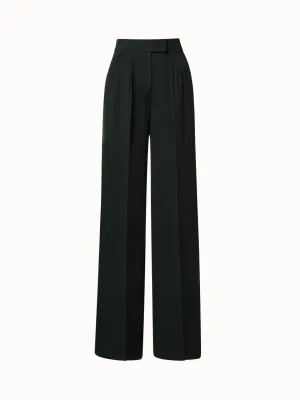Wide Pleated Wool Gabardine Pants