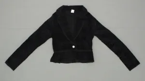 Wina Coat Women's Chiffon Trimmed Corduroy Fitted Blazer Black Small