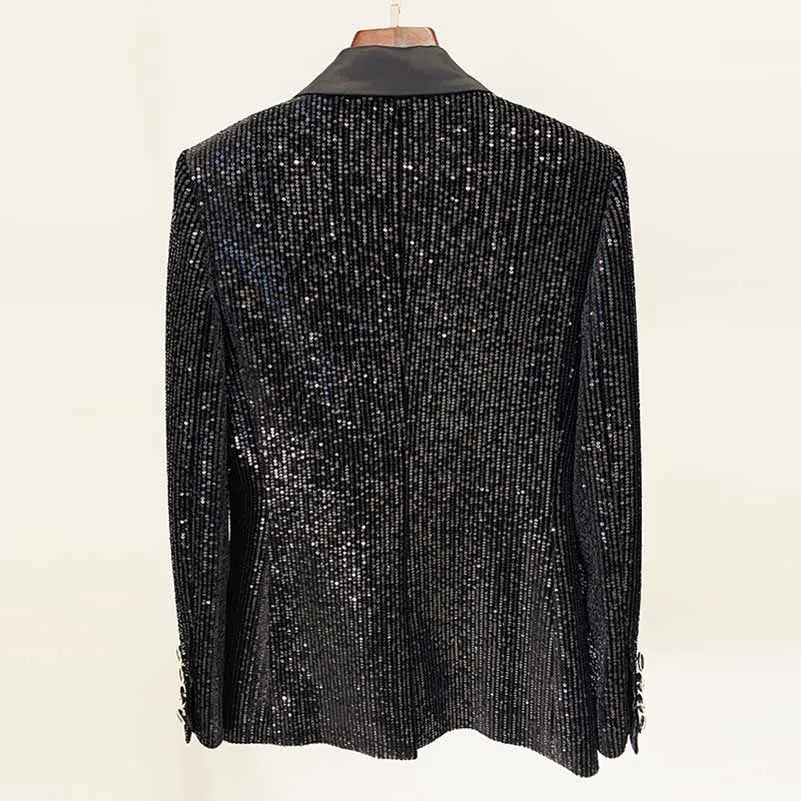 Women Black Sequinned fitted Blazer   Mid-High Rise Flare Trousers Suit Pantsuit
