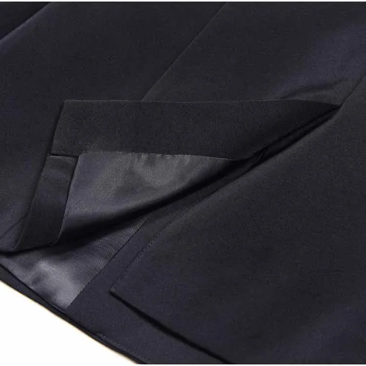 Women's Crystal Blazer Black V Neck Sleeves Jacket Coat