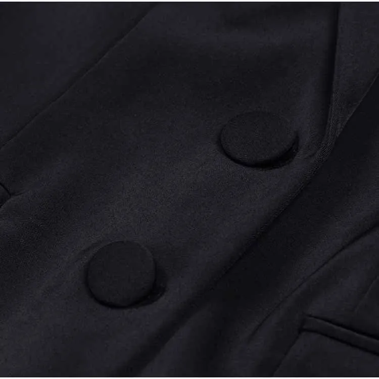 Women's Crystal Blazer Black V Neck Sleeves Jacket Coat