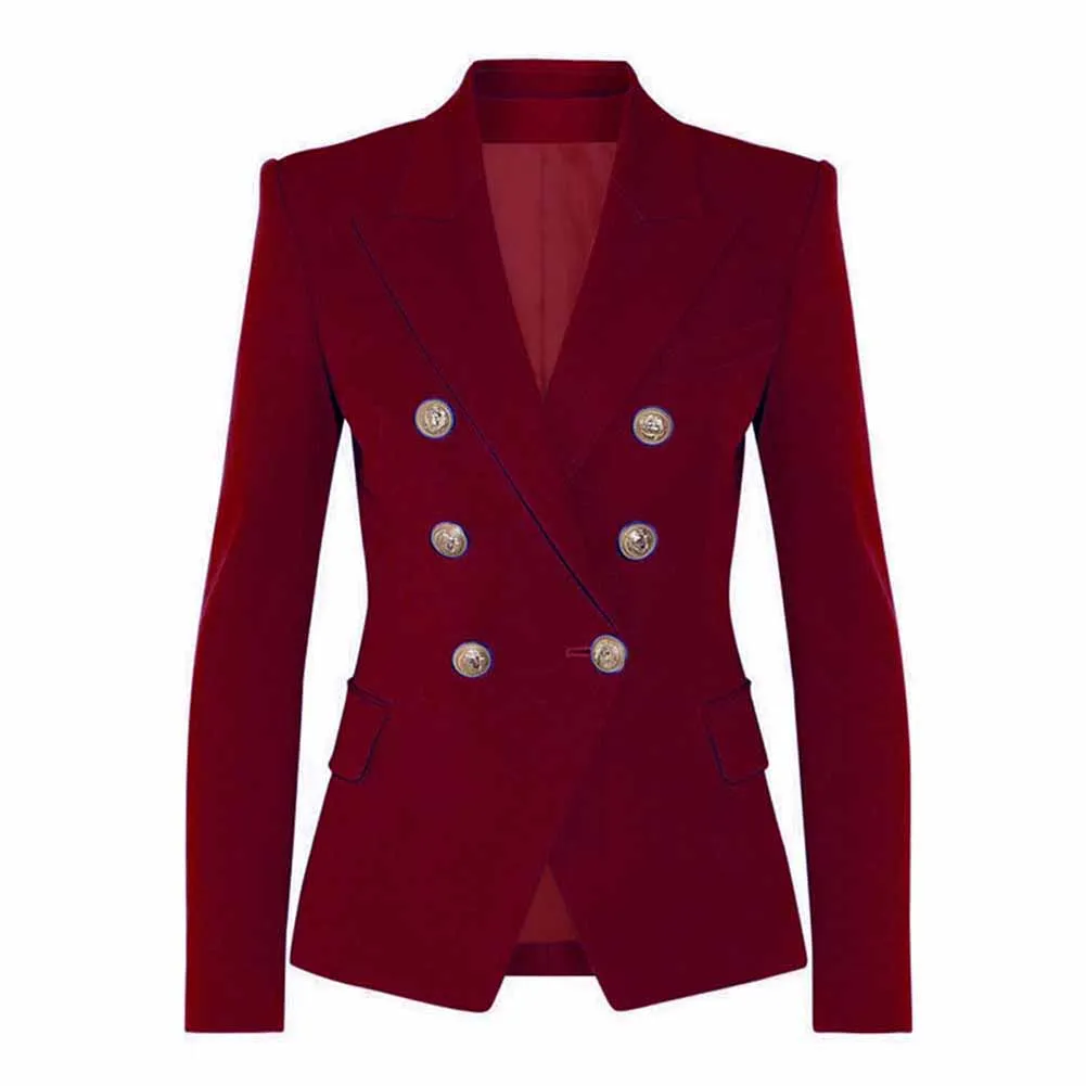 Women's Fitted Golden Lion Buttons Blazer Colored Coat