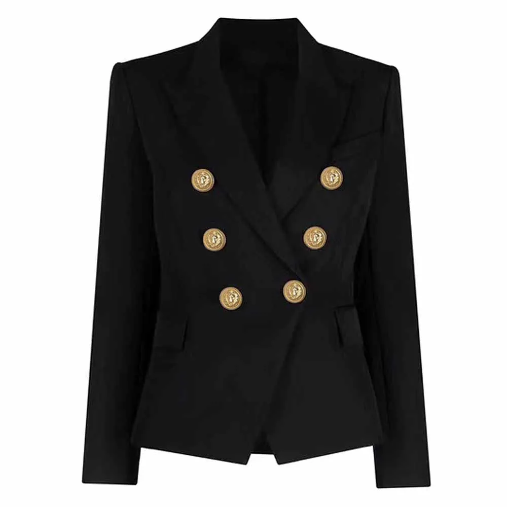 Women's Fitted Golden Lion Buttons Blazer Colored Coat