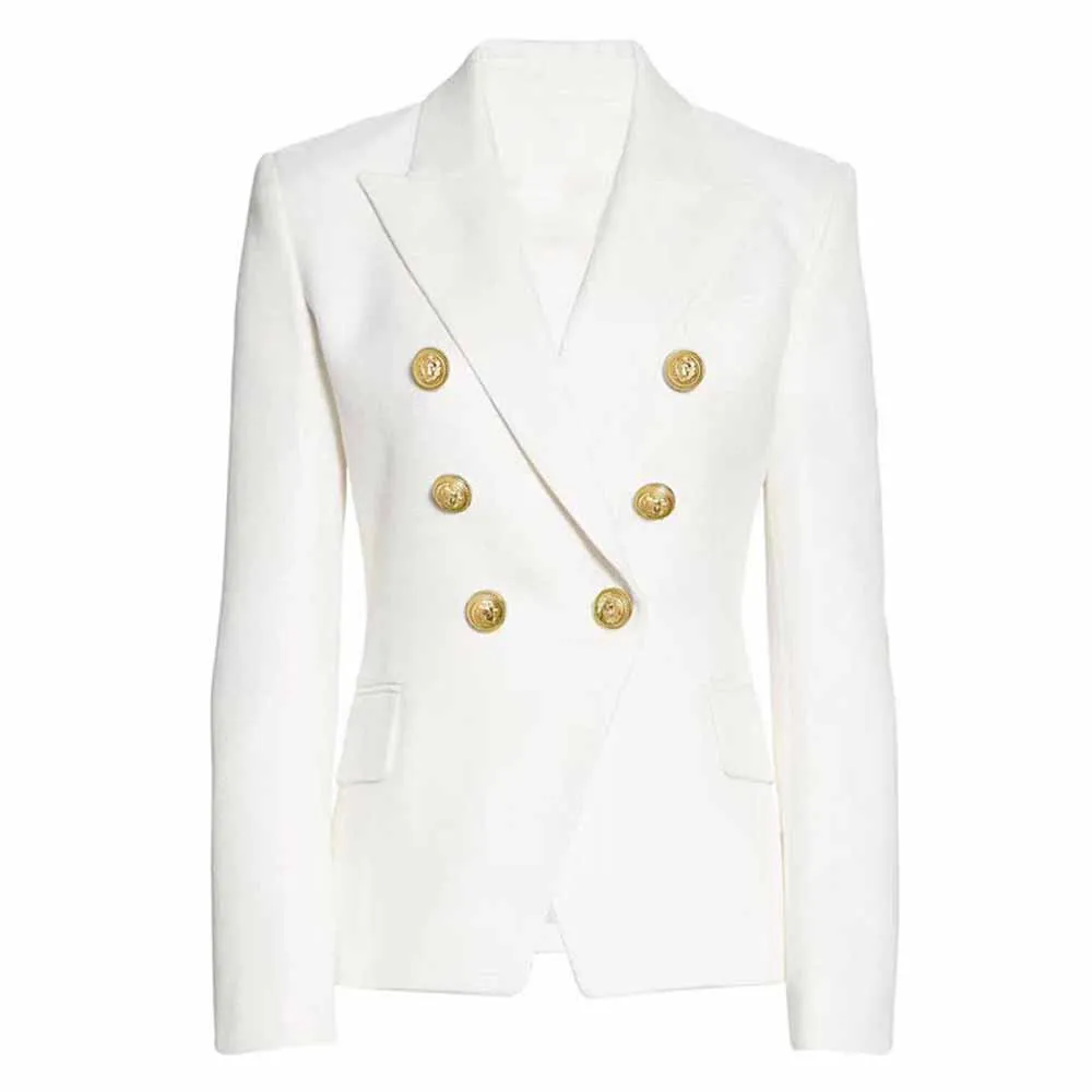 Women's Fitted Golden Lion Buttons Blazer Colored Coat