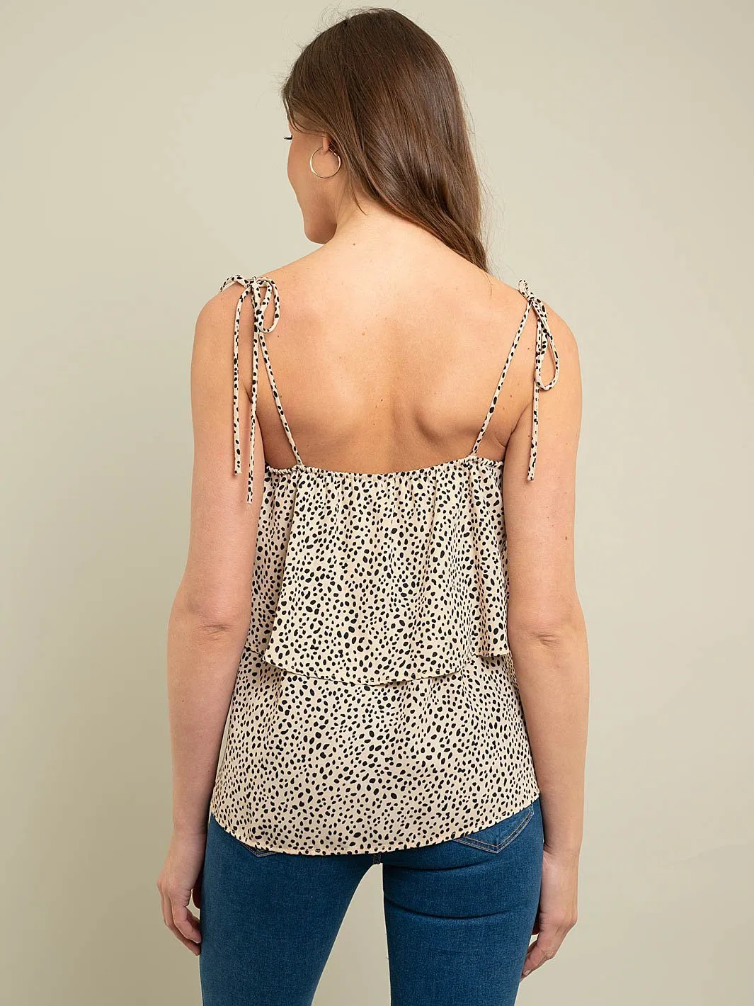 WOMEN'S POLKA DOTS RUFFLE TOP