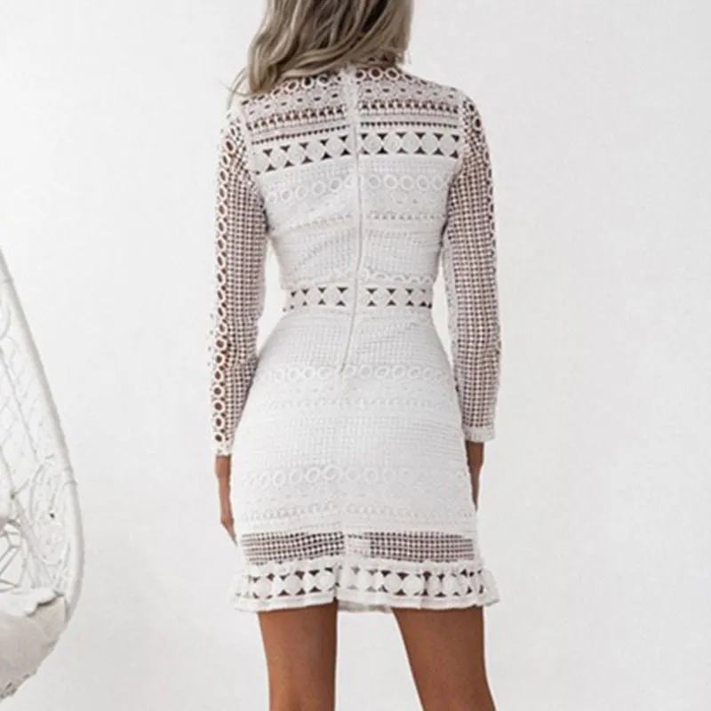 Womens Sexy Lace Bodycon Workwear Cocktail Party Pencil Midi Dress Bandage Dress