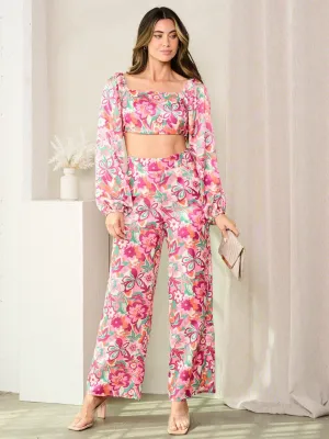 WOMEN'S WIDE LEG FLORAL PANTS