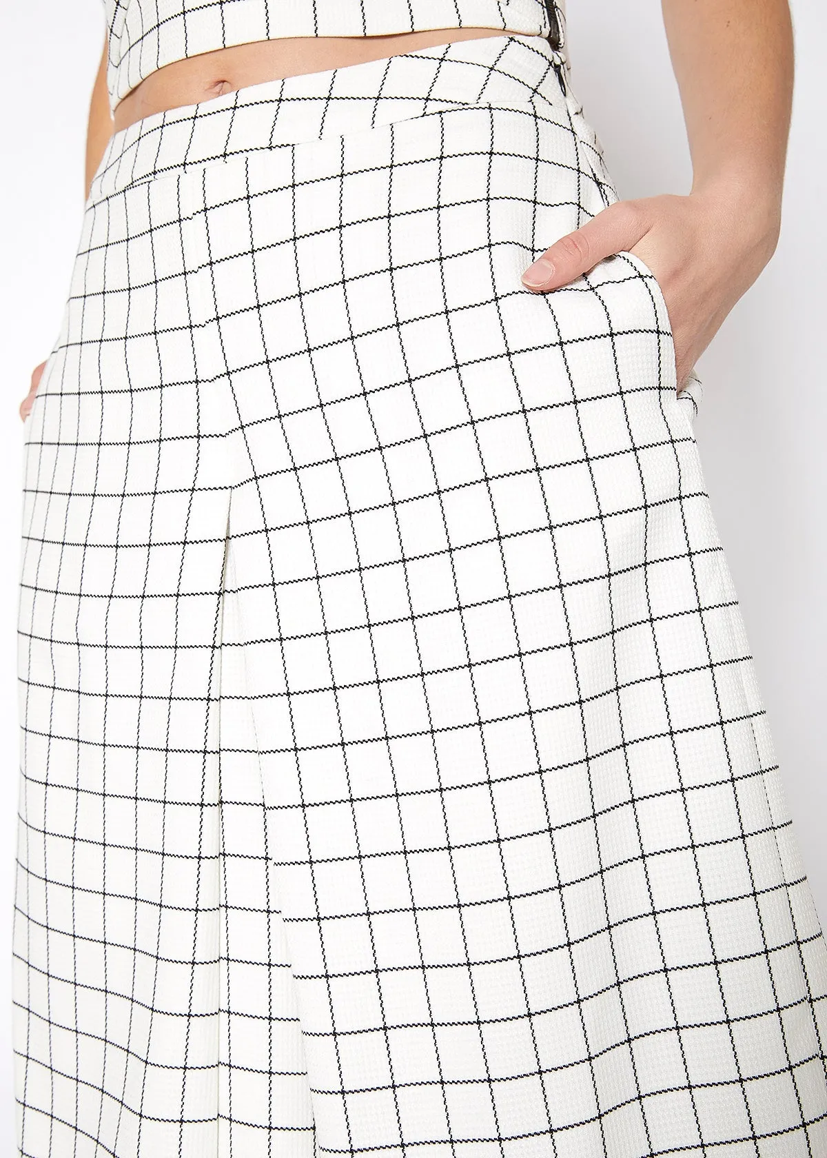 Women's Wide Leg Pants In Square Jacquard