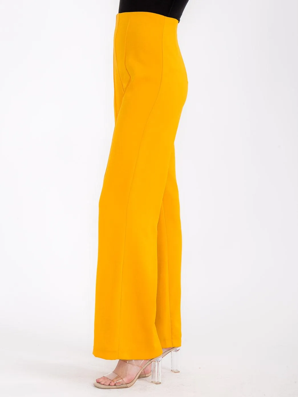 WOMEN'S ZIPPER CLOSURE WIDE LEG PANTS