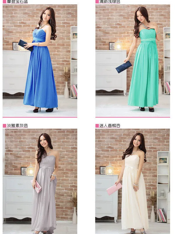 wrapped ribbon bow long dress