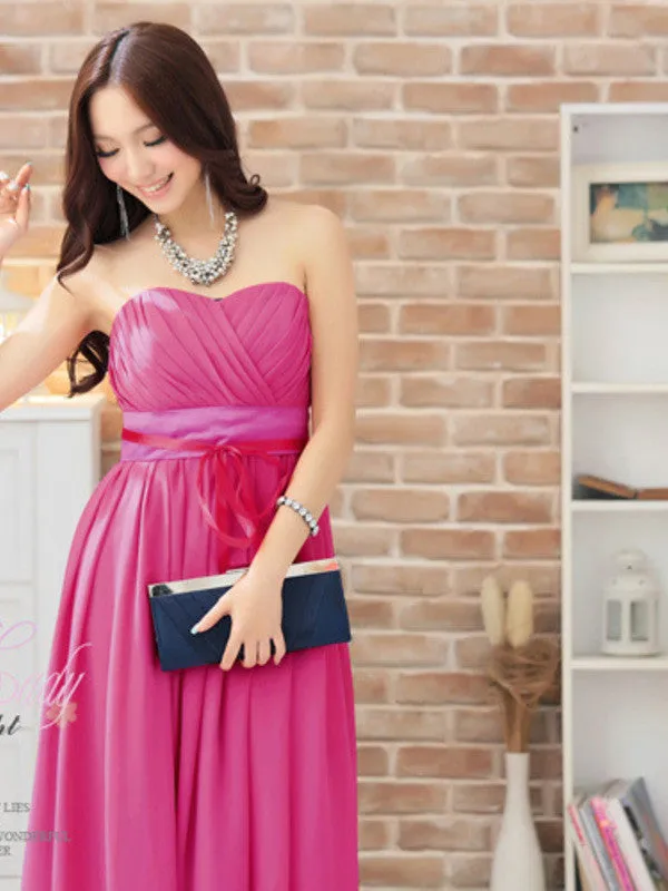 wrapped ribbon bow long dress