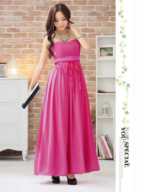 wrapped ribbon bow long dress