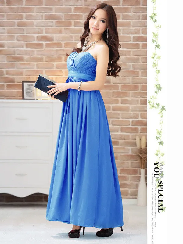 wrapped ribbon bow long dress
