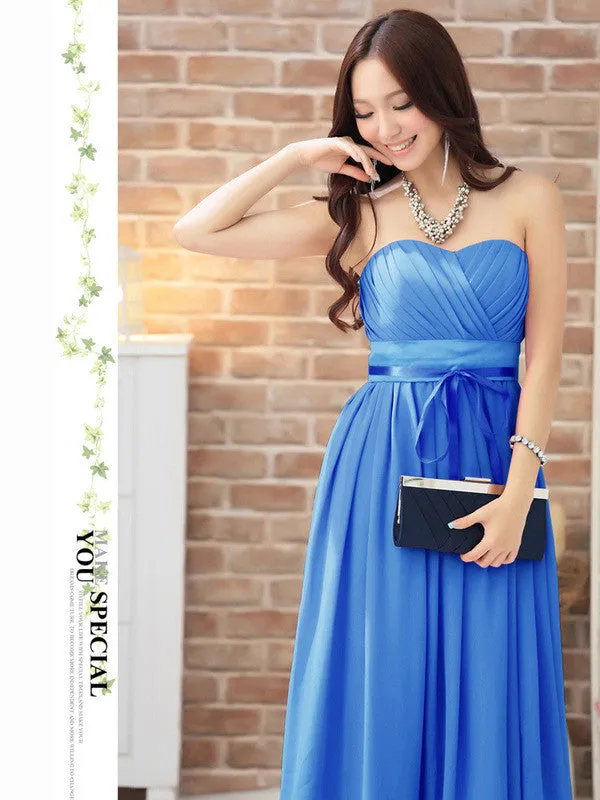 wrapped ribbon bow long dress