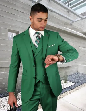 ZARGALA 3 PC KELLY GREEN MODERN FIT SUIT