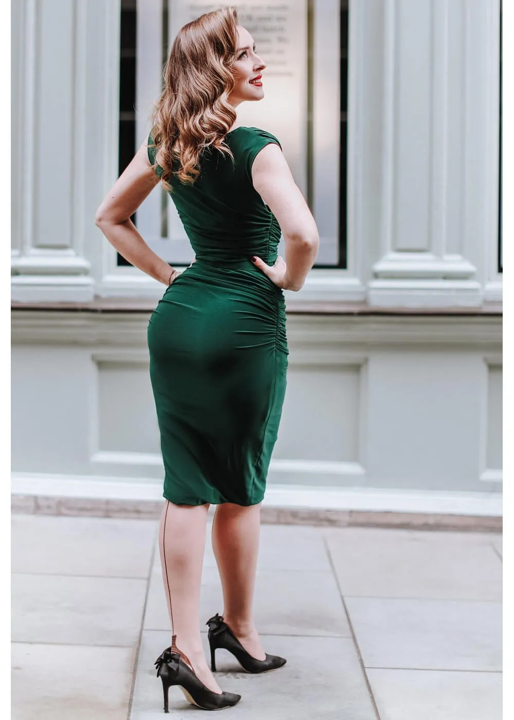 Zoe Vine Billie 50's Pencil Dress Emerald Green