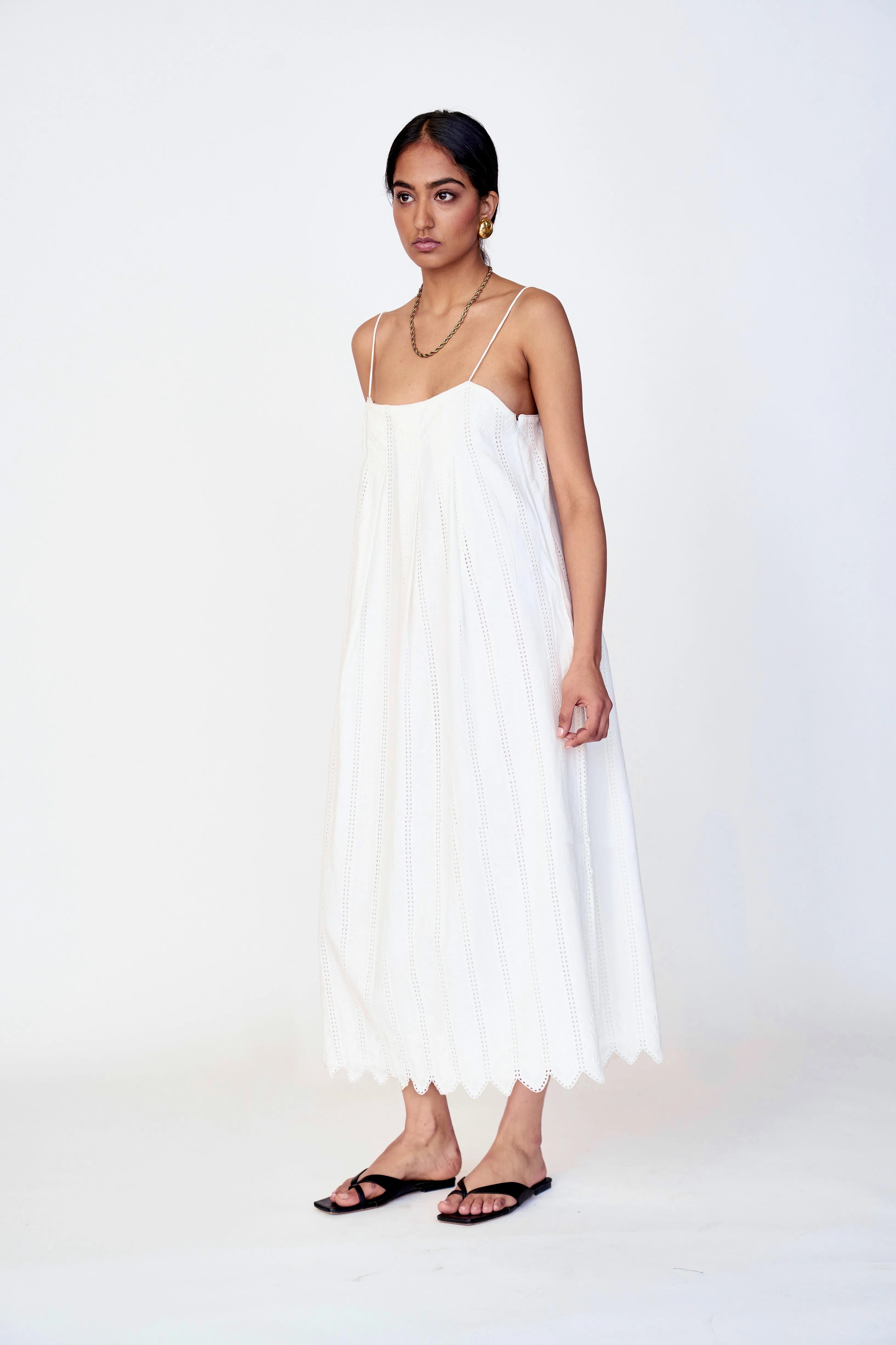 Zuma Dress in White Vine Eyelet