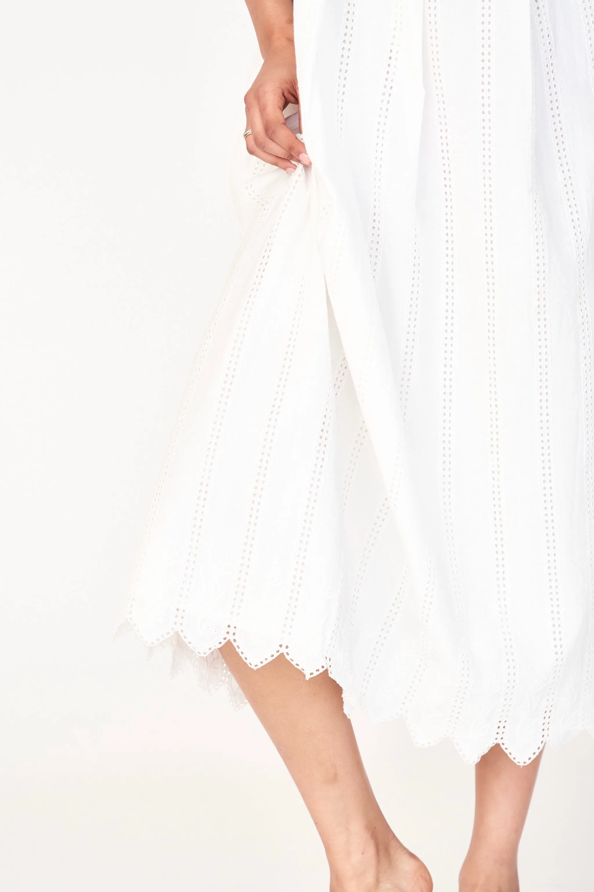 Zuma Dress in White Vine Eyelet