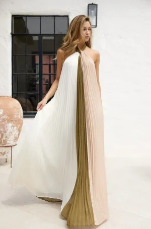 Zuna Color Block Pleated Dress